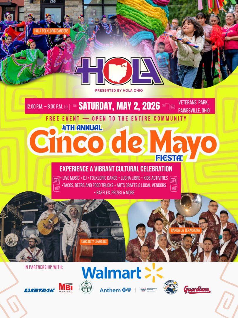 Cinco de Mayo poster featuring dancers and musicians